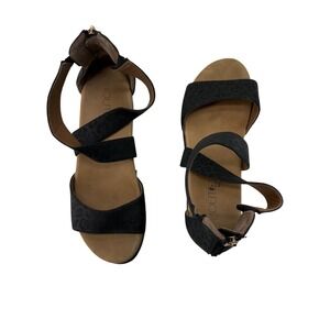 Boutique by Corkys Womens Black Leopard Print Platform Wedge Sandals Size 8